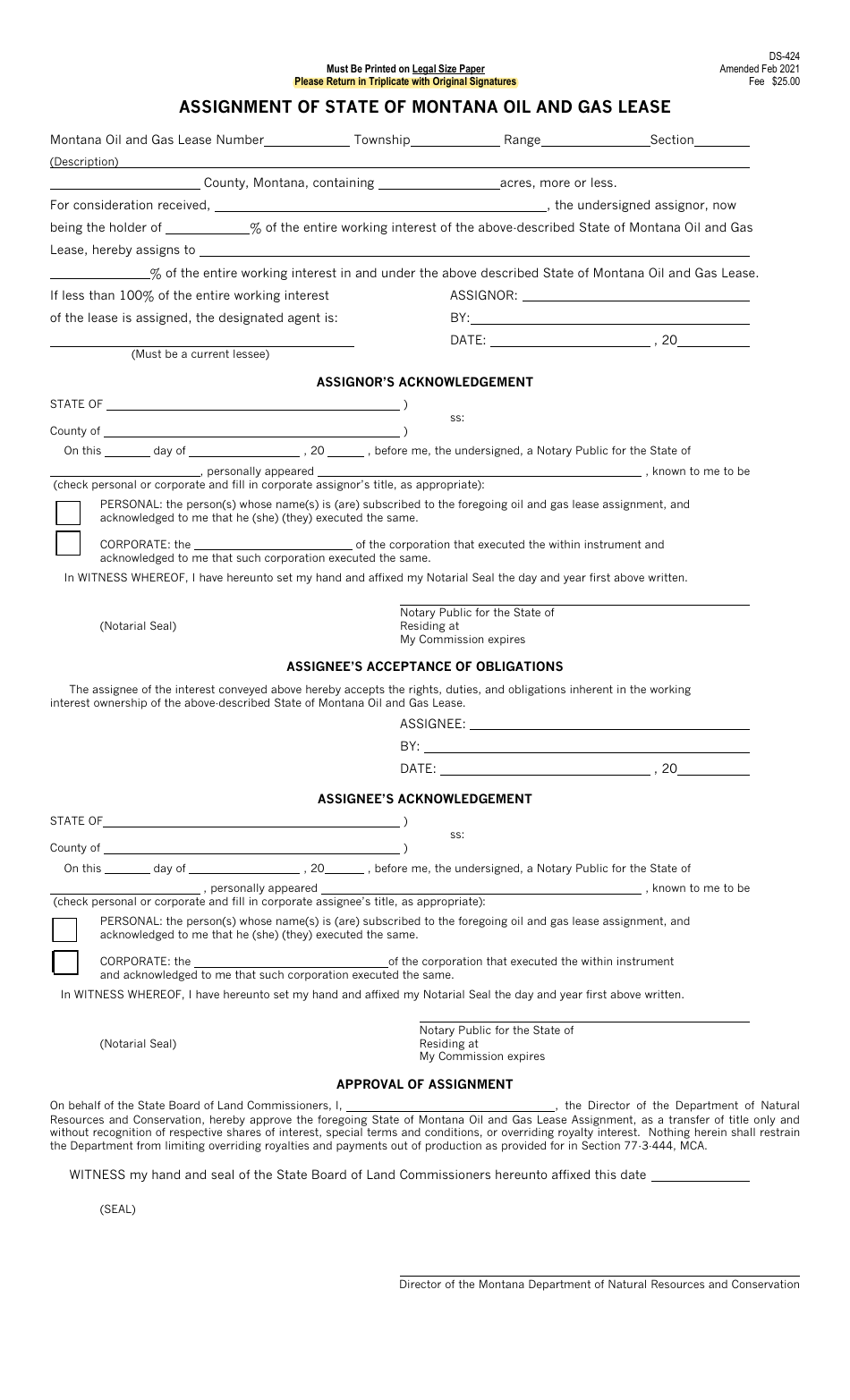 Form DS-424 - Fill Out, Sign Online and Download Fillable PDF, Montana ...