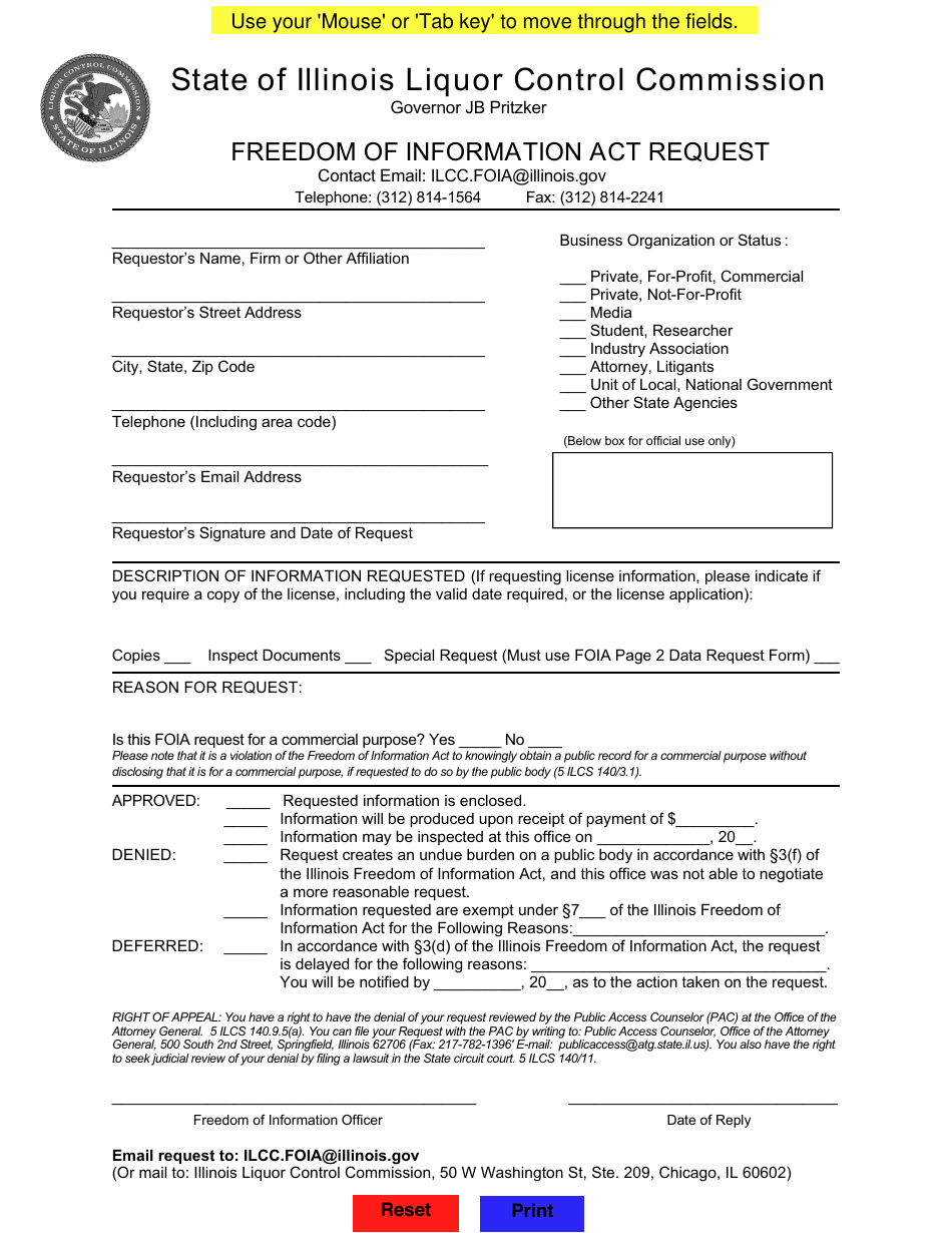 Illinois Freedom of Information Act Request Fill Out, Sign Online and