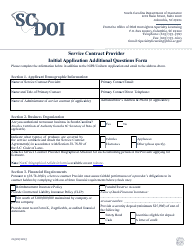 Document preview: Service Contract Provider Initial Application Additional Questions Form - South Carolina