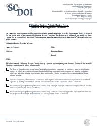 Document preview: Utilization Review/Private Review Agent Request for Exemption of Licensure - South Carolina
