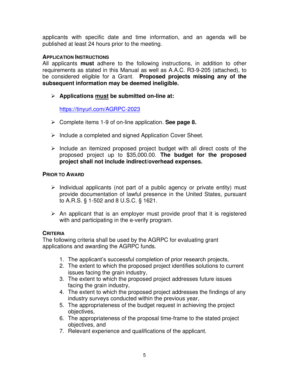 Research Grant Program Application - Arizona, Page 5