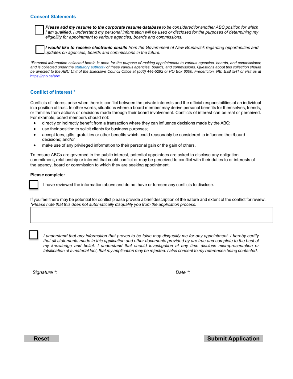 Application Form - New Brunswick, Canada, Page 4