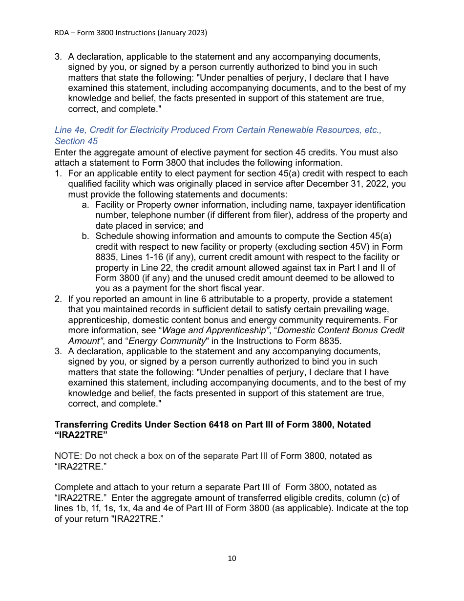 Instructions for IRS Form 3800 General Business Credit, Page 10