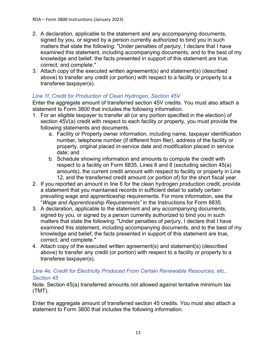 Instructions for IRS Form 3800 General Business Credit, Page 13