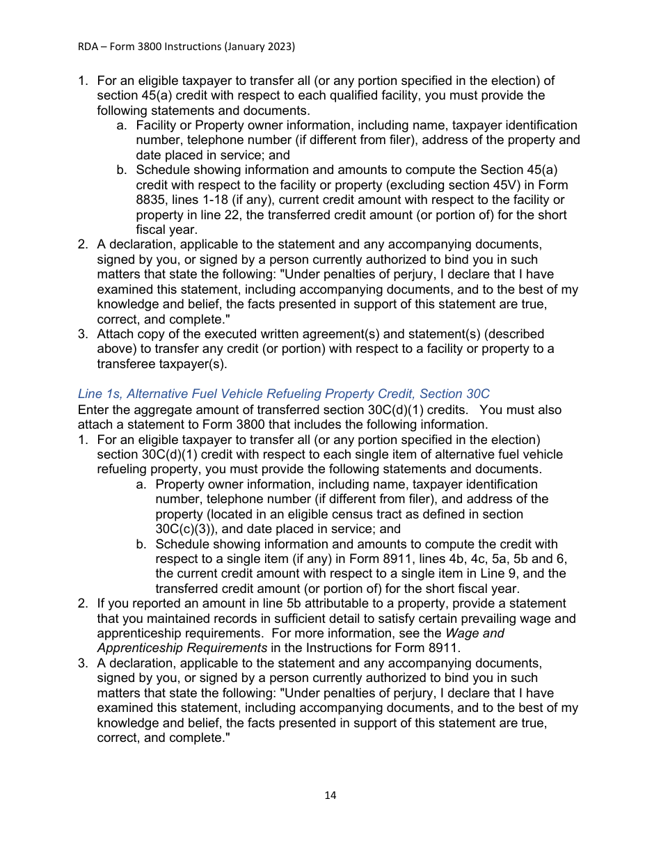 Instructions for IRS Form 3800 General Business Credit, Page 14