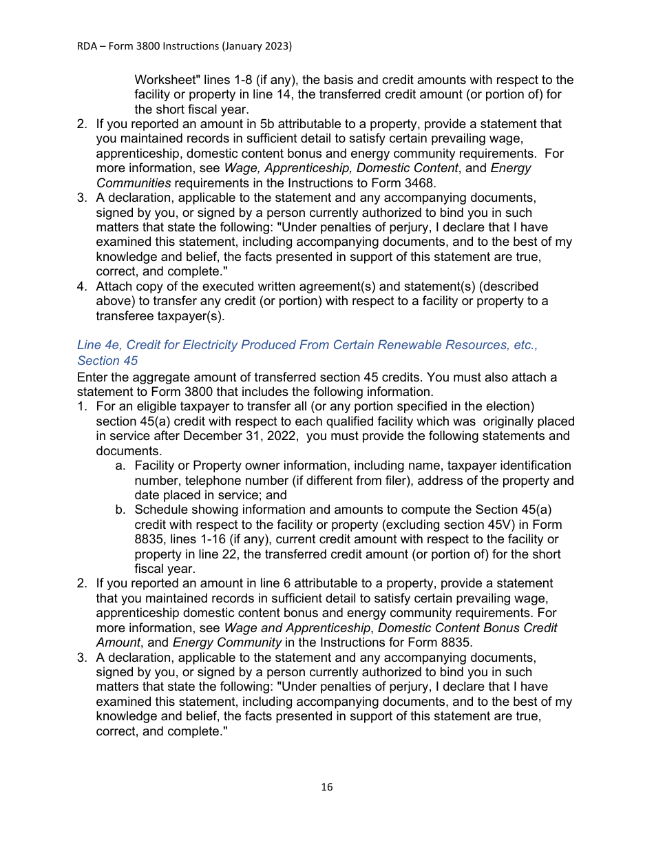 Instructions for IRS Form 3800 General Business Credit, Page 16