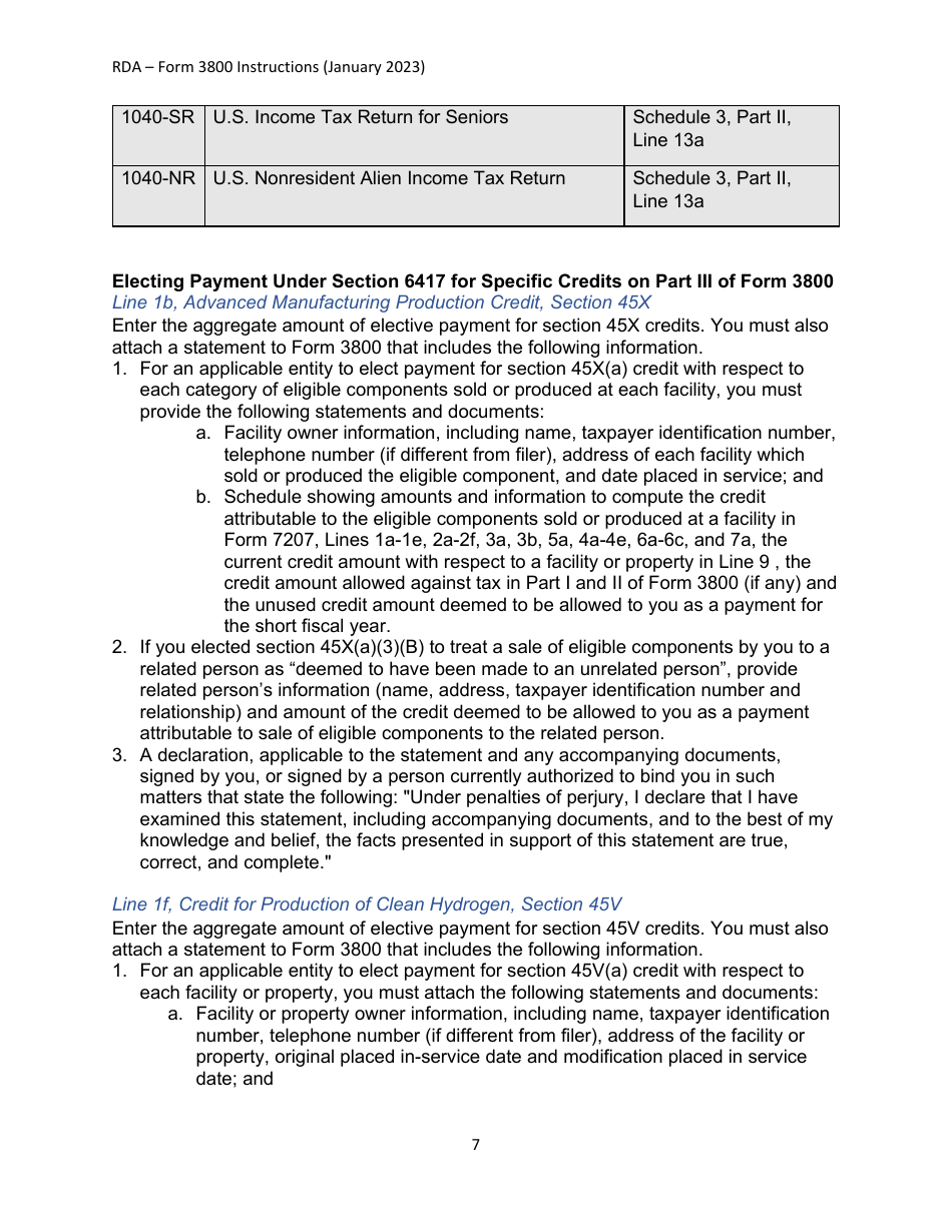 Instructions for IRS Form 3800 General Business Credit, Page 7