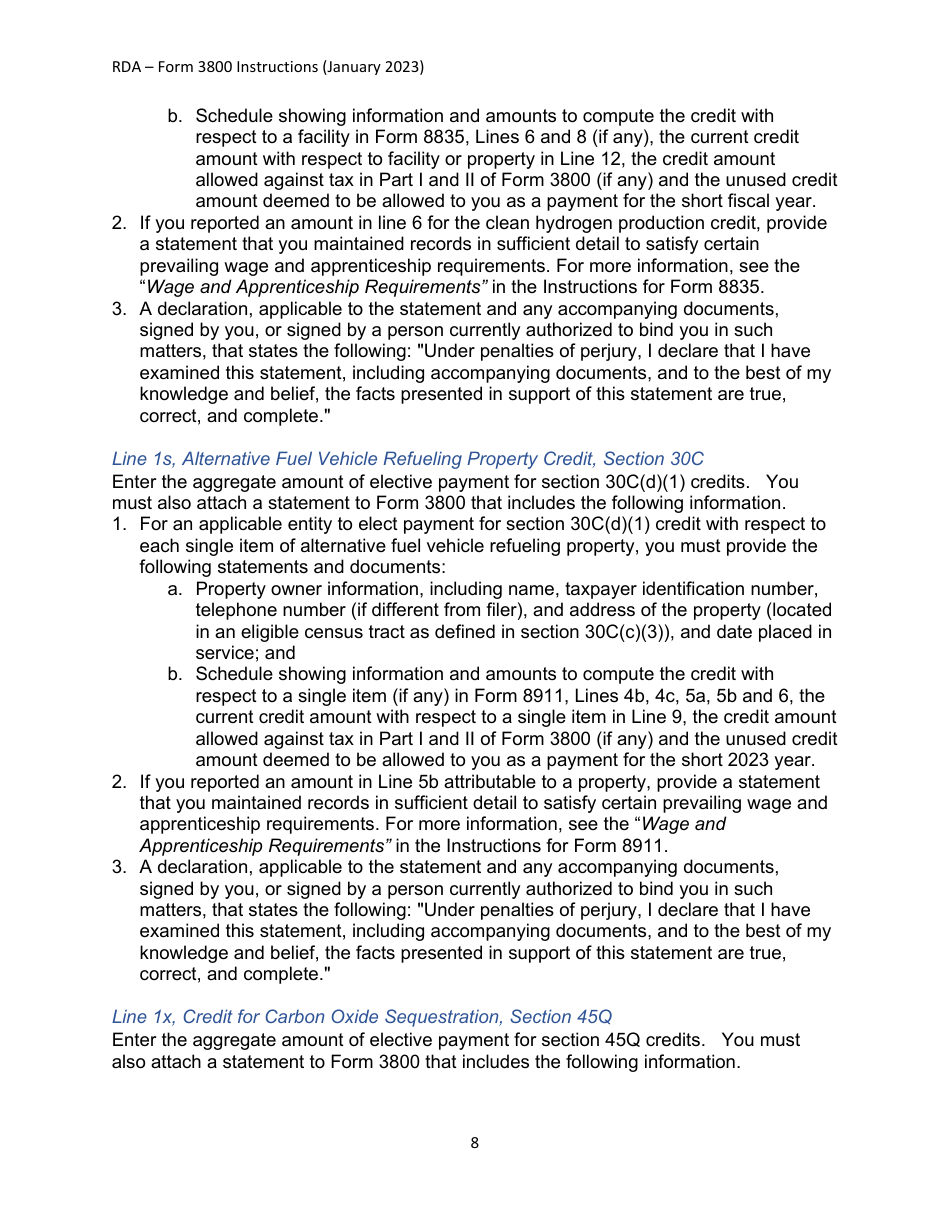 Instructions for IRS Form 3800 General Business Credit, Page 8