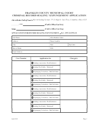 Criminal Record Sealing/Expungement Application - Franklin County, Ohio