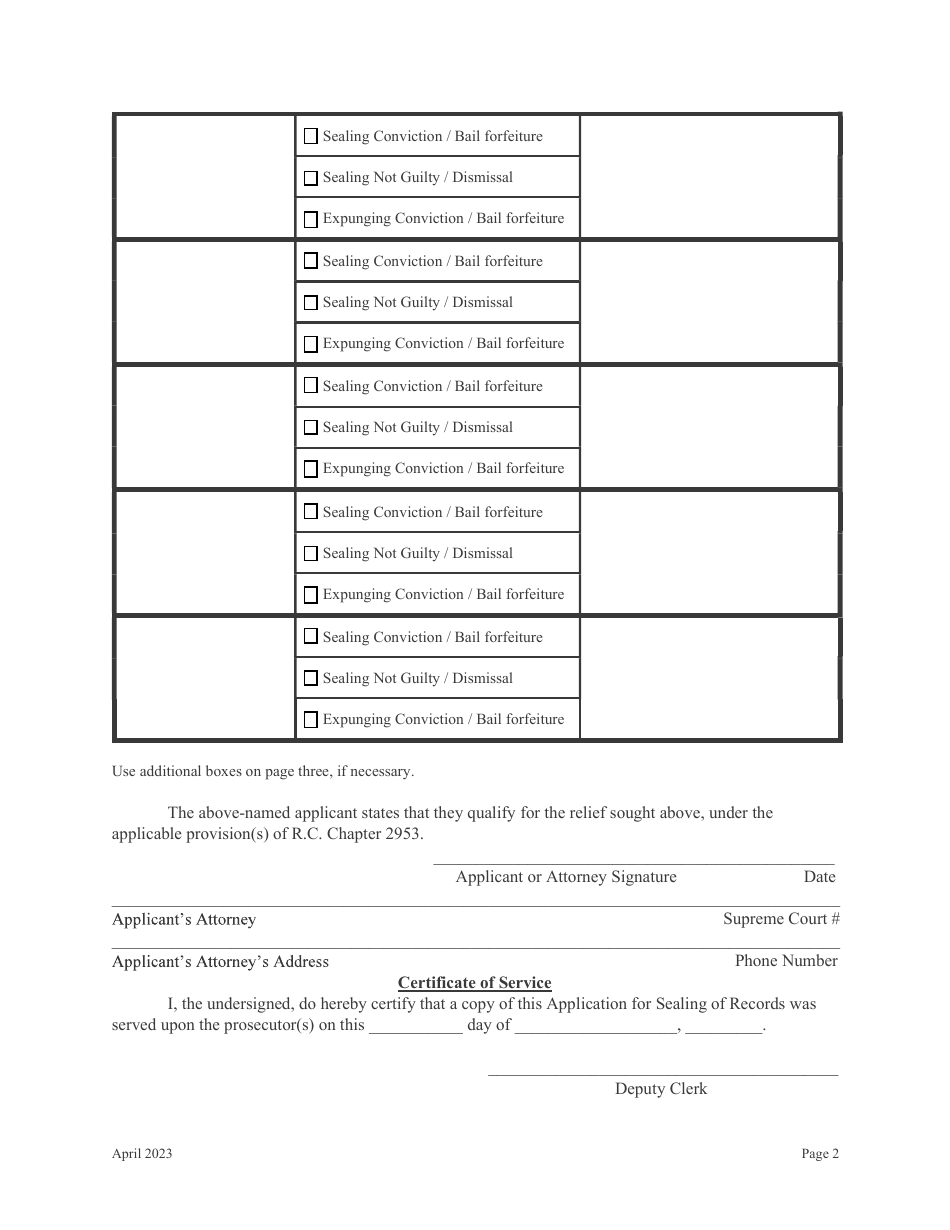 Franklin County Ohio Criminal Record Sealingexpungement Application Fill Out Sign Online 4224