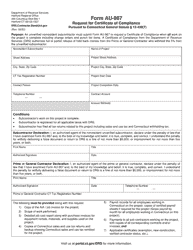 Document preview: Form AU-967 Request for Certificate of Compliance Pursuant to Connecticut General Statute 12-430(7) - Connecticut