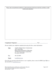 General Education Dispute Resolution Complaint Form - Rhode Island, Page 3