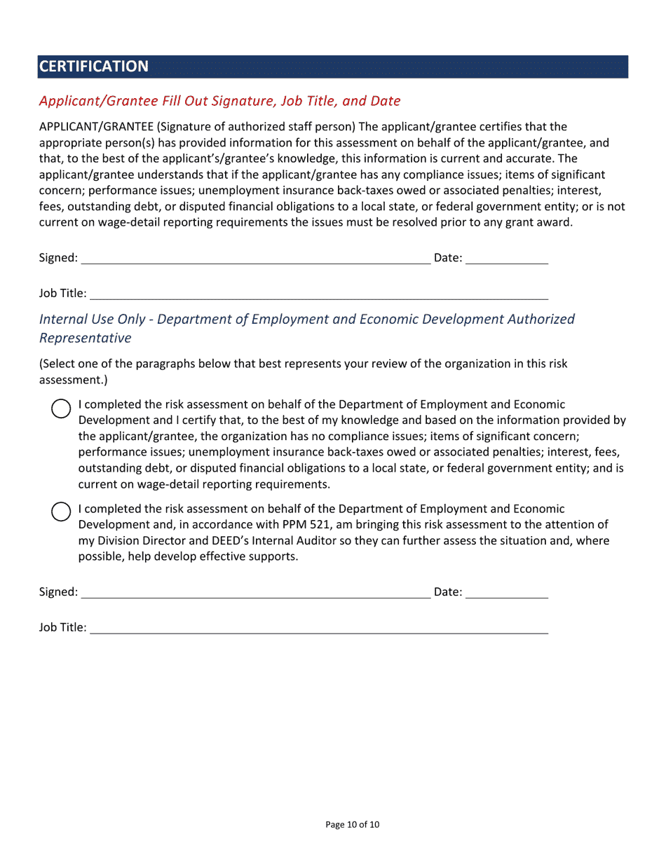 Pre-award Risk Assessment - Minnesota, Page 10