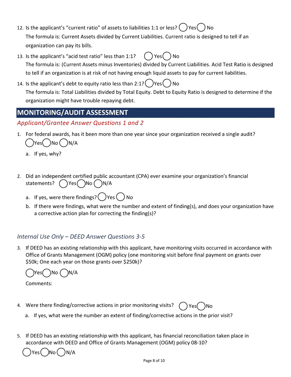 Pre-award Risk Assessment - Minnesota, Page 8