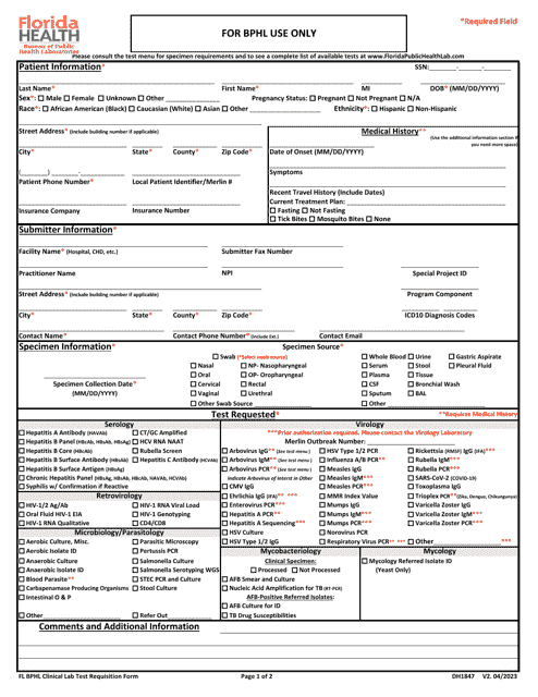 Form DH1847  Printable Pdf