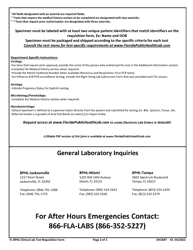 Form DH1847 Bphl Clinical Lab Test Requisition Form - Florida, Page 2