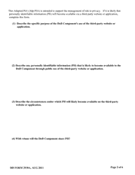 DD Form 2930A Adapted Privacy Impact Assessment (Pia), Page 2