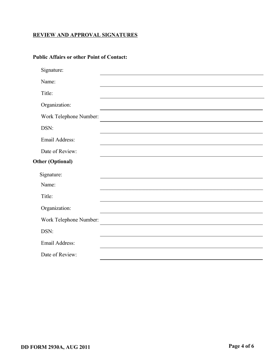 DD Form 2930A Adapted Privacy Impact Assessment (Pia), Page 4