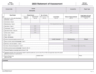 Document preview: Form PA-521C Statement of Assessment - Wisconsin, 2023