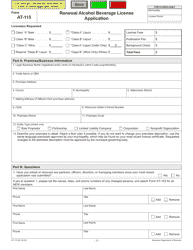 Document preview: Form AT-115 Renewal Alcohol Beverage License Application - Wisconsin