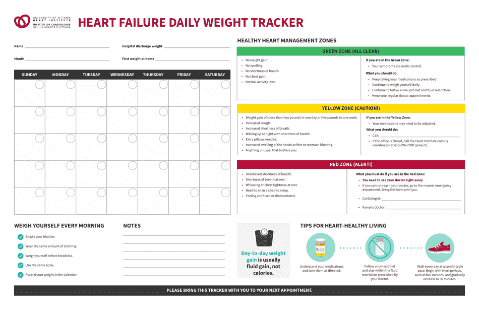 Heart Failure Daily Weight Tracker Template Preview