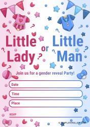 Document preview: Gender Reveal Invitation Template - Pink and Blue