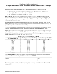 Request to Waive or Cancel Waiver for Taxable Life Insurance Coverage - Minnesota, Page 2