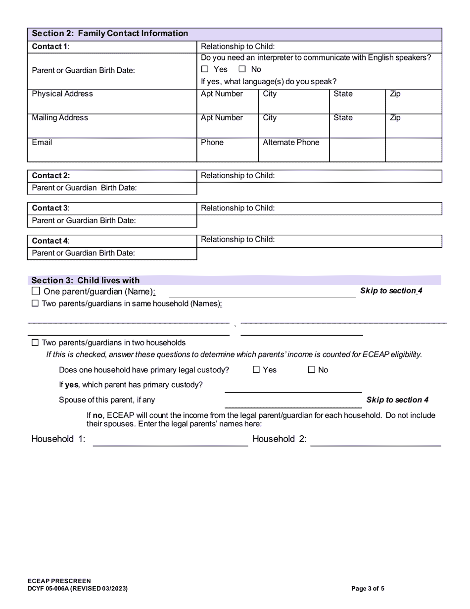 DCYF Form 05-006A Eceap Prescreen - Washington, Page 3