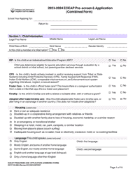 DCYF Form 05-006 Eceap Pre-screen &amp; Application (Combined Form) - Washington