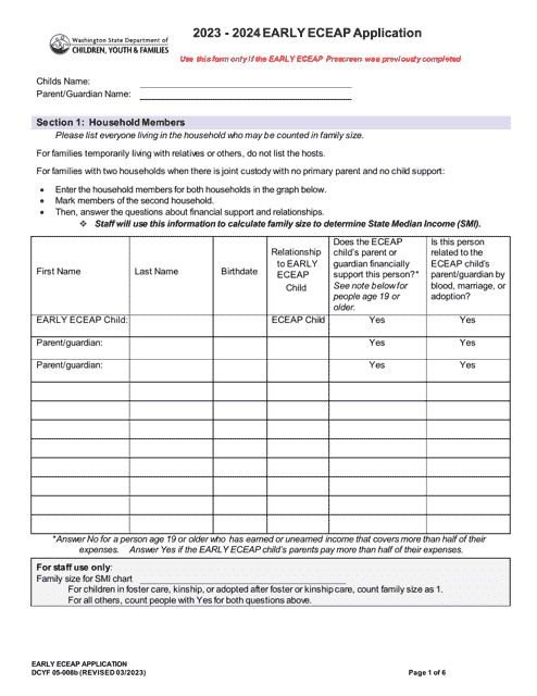 DCYF Form 05-008B 2024 Printable Pdf