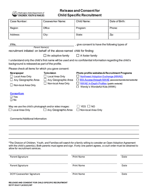 DCYF Form 09-611  Printable Pdf