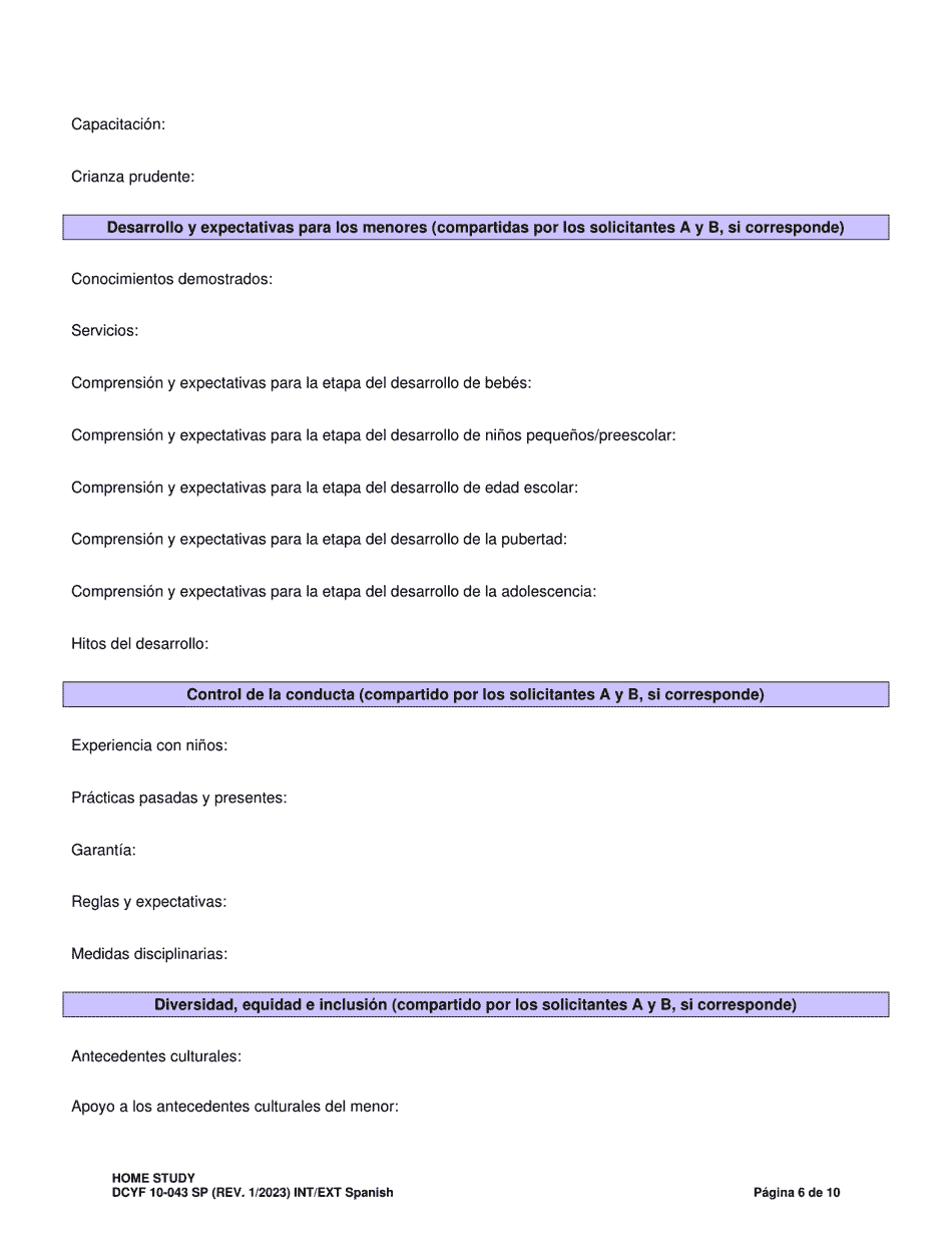 DCYF Formulario 10-043 Estudio Del Hogar - Washington (Spanish), Page 6