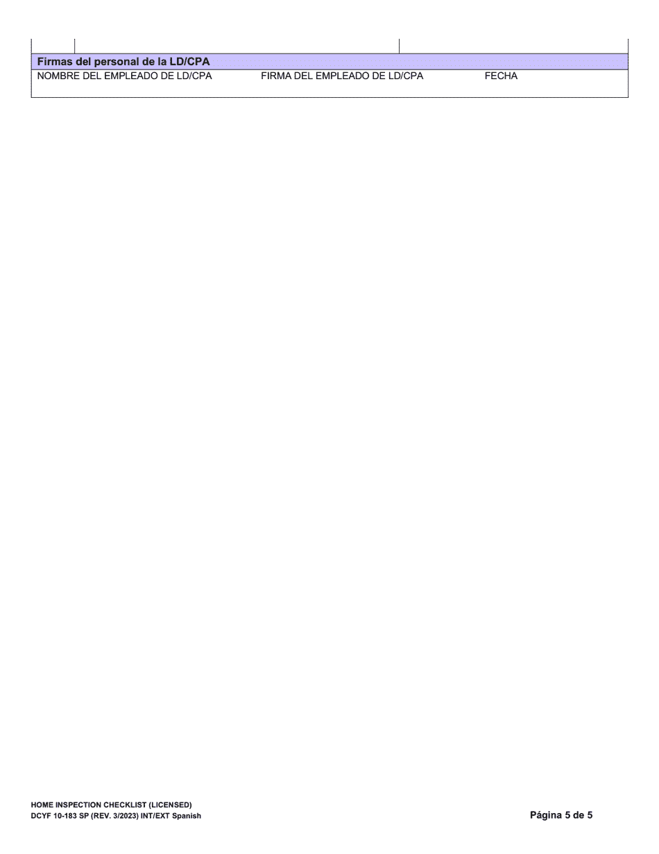 DCYF Formulario 10-183 Lista De Inspeccion Del Hogar (Con Licencia) - Washington (Spanish), Page 5