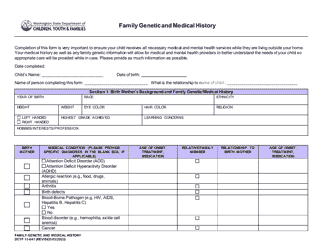 Document preview: DCYF Form 13-041 Family Genetic and Medical History - Washington