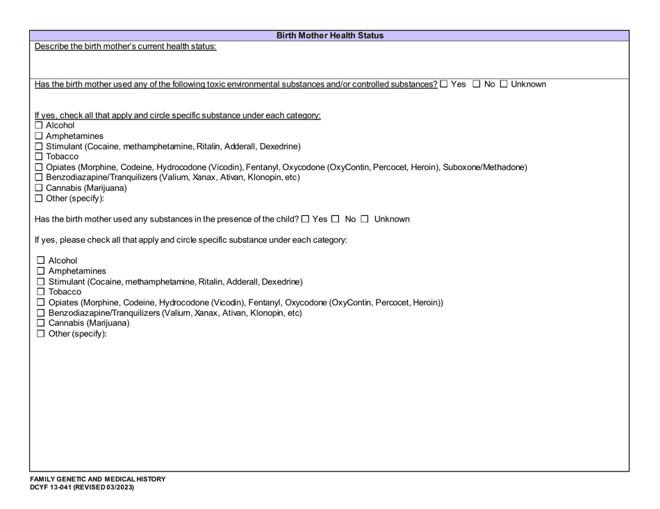DCYF Form 13-041 Family Genetic and Medical History - Washington, Page 3