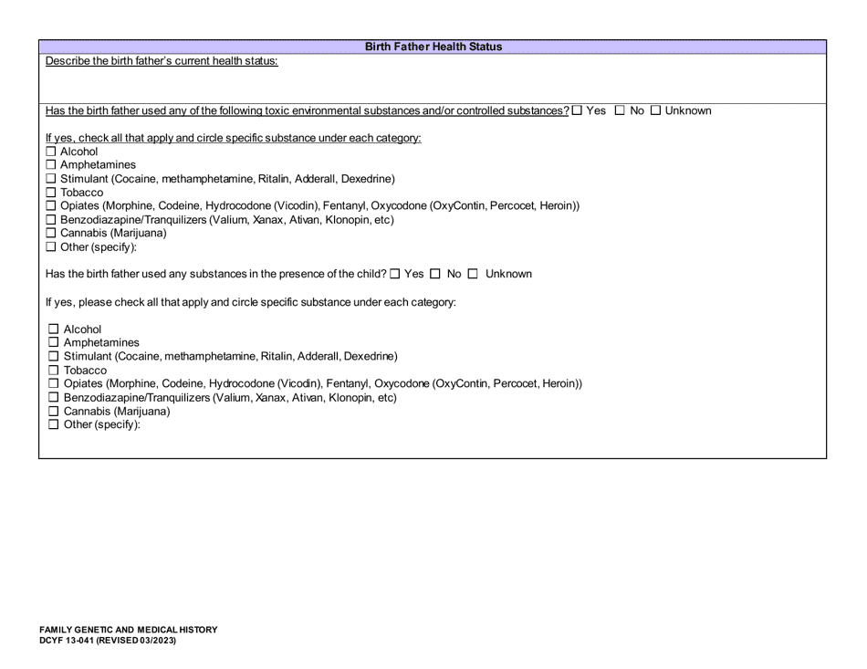 DCYF Form 13-041 Family Genetic and Medical History - Washington, Page 7