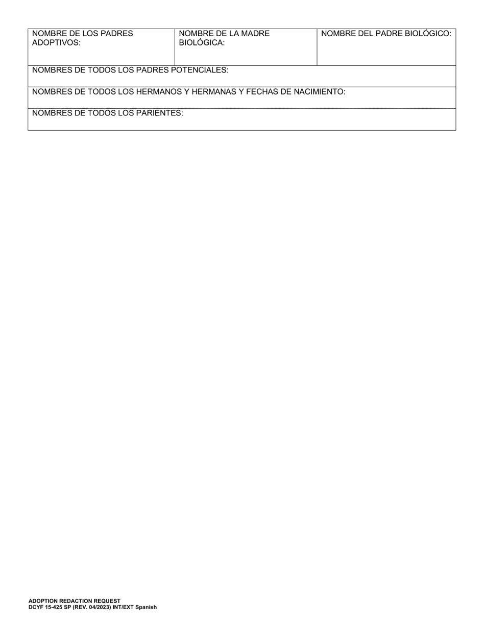 DCYF Formulario 15-425 Solicitud De Redaccion De Adopcion - Washington (Spanish), Page 3