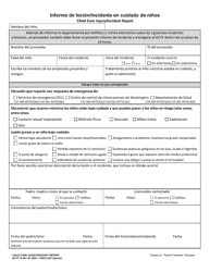 Document preview: DCYF Formulario 15-941 Informe De Lesion/Incidente En Cuidado De Ninos - Washington (Spanish)