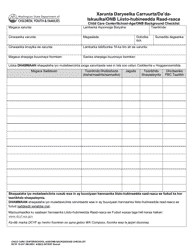 Document preview: DCYF Form 15-937 Child Care Center/School-Age/Onb Background Checklist - Washington (Somali)