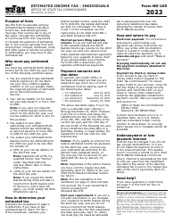 Form ND-1ES (SFN28709) Estimated Income Tax - Individuals - North Dakota
