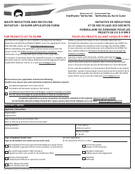 Document preview: Form NWT9158 Waste Reduction and Recycling Initiative - $0-9,999 Application Form - for Projects up to $9,999 - Northwest Territories, Canada (English/French)