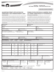 Document preview: Form NWT8999 Quarrying Permit Application for Territorial and Commissioner's Land - Northwest Territories, Canada (English/French)