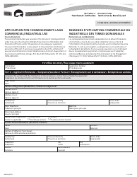 Form NWT9089 Application for Commissioner&#039;s Land Commercial/Industrial Use - Northwest Territories, Canada (English/French)