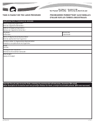 Document preview: Form NWT9192 Take a Family on the Land Program Application Form - Northwest Territories, Canada (English/French)