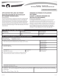 Form NWT8900 Application for Land Use Permit (For Applications in the Inuvialuit Settlement Region Only) - Northwest Territories, Canada (English/French)