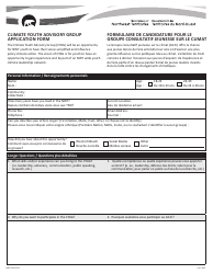 Document preview: Form NWT9355 Climate Youth Advisory Group Application Form - Northwest Territories, Canada (English/French)