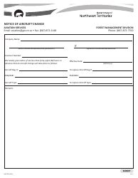 Document preview: Form NWT9202 Notice of Aircraft Change - Aviation Services - Northwest Territories, Canada