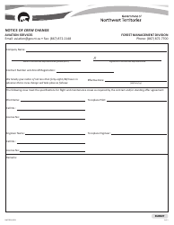 Document preview: Form NWT9201 Notice of Crew Change - Aviation Services - Northwest Territories, Canada