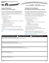Form NWT9024 Wildlife Research Permit Application Form - Northwest Territories, Canada (English/French)