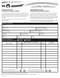 Document preview: Form NWT9111 Application for a Domestic Animal Permit - Northwest Territories, Canada (English/French)